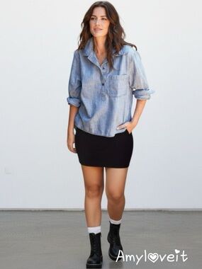 OUTERKNOWN Lunar Blue Chambray Popover Shirt #93